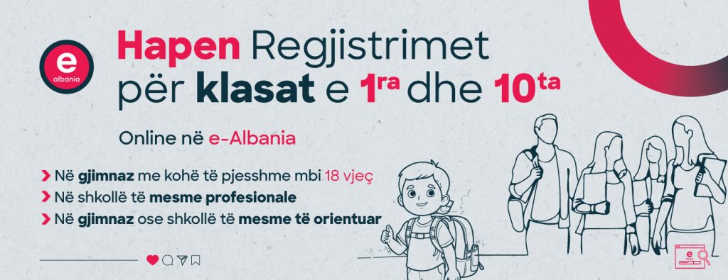 Regjistrimet në klasë të parë dhe të dhjetë, hapen aplikimet tek e-Albania